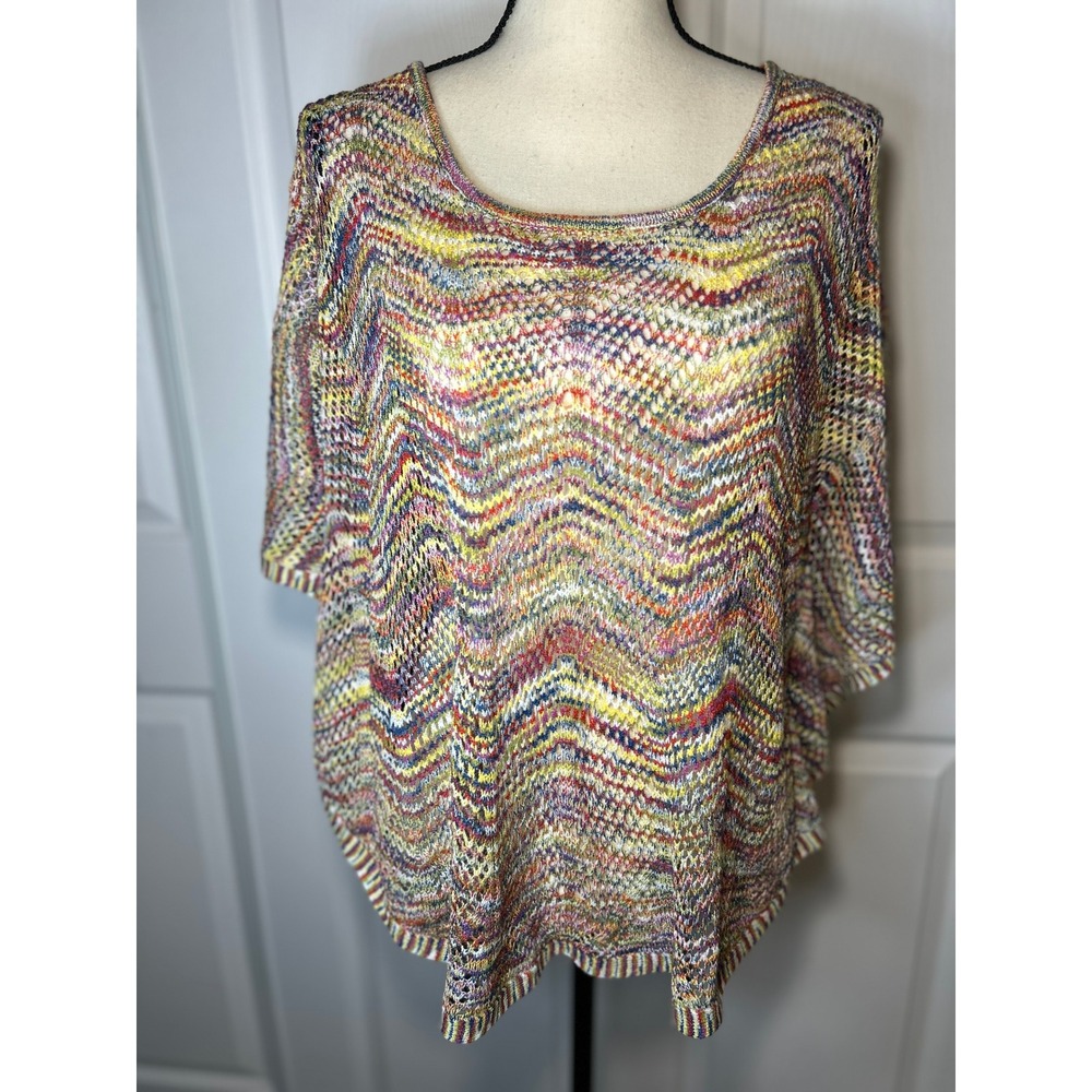 Fever Crochet Knit Zigzag‎ Chevron Poncho Sweater Top Women's Size S